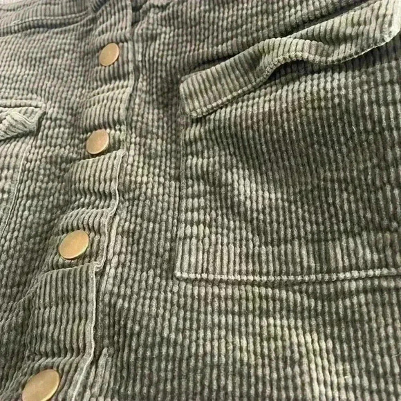 Mono B green corduroy button front skirt with pockets  size large green - Picture 5 of 8